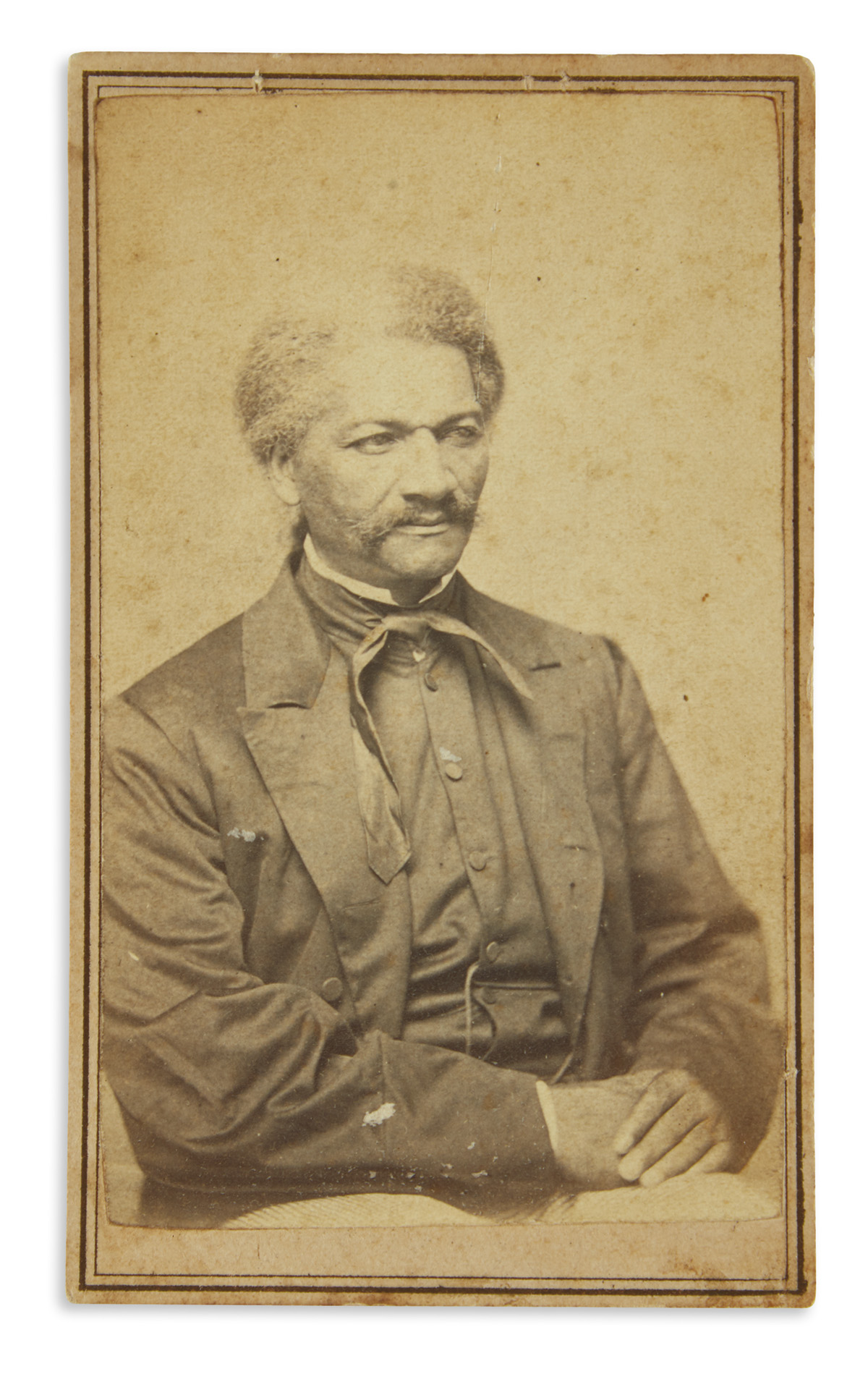 (DOUGLASS, FREDERICK.) Scarce war-era carte-de-visite portrait of Douglass.